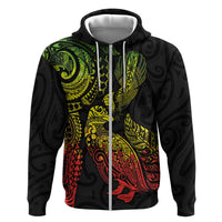 Aotearoa Moko Tribal Tattoo Zip Hoodie New Zealand Maori Penguin and Fantail Reggae Style LT03 Zip Hoodie Multicolor - Polynesian Pride