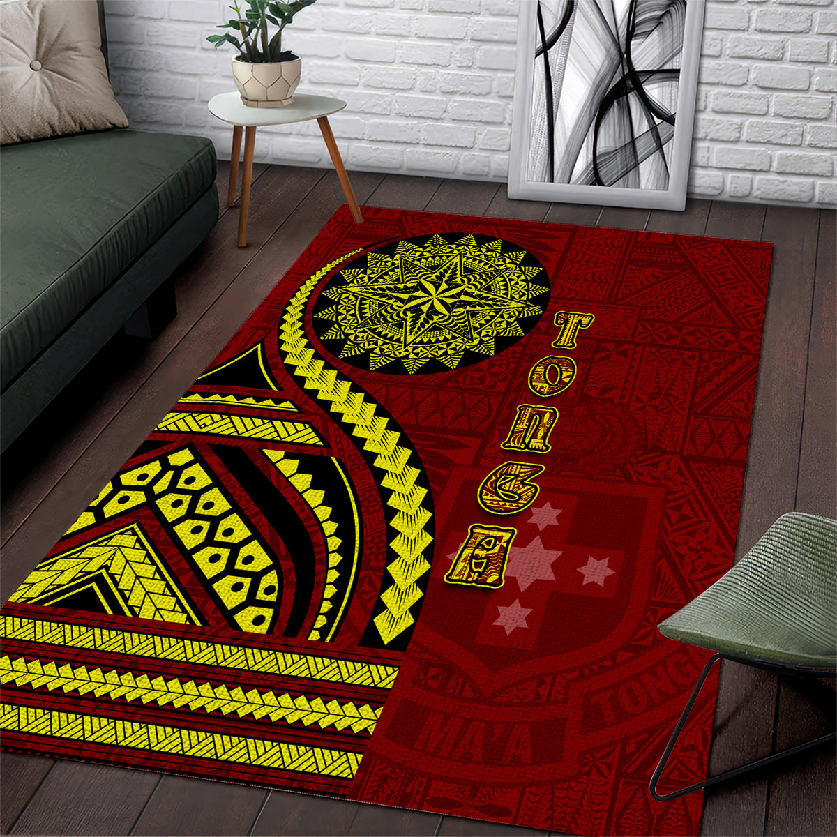 Kolisi Tonga Atele Area Rug Ngatu and Polynesian Pattern LT03 Red - Polynesian Pride