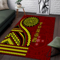 Kolisi Tonga Atele Area Rug Ngatu and Polynesian Pattern LT03 Red - Polynesian Pride