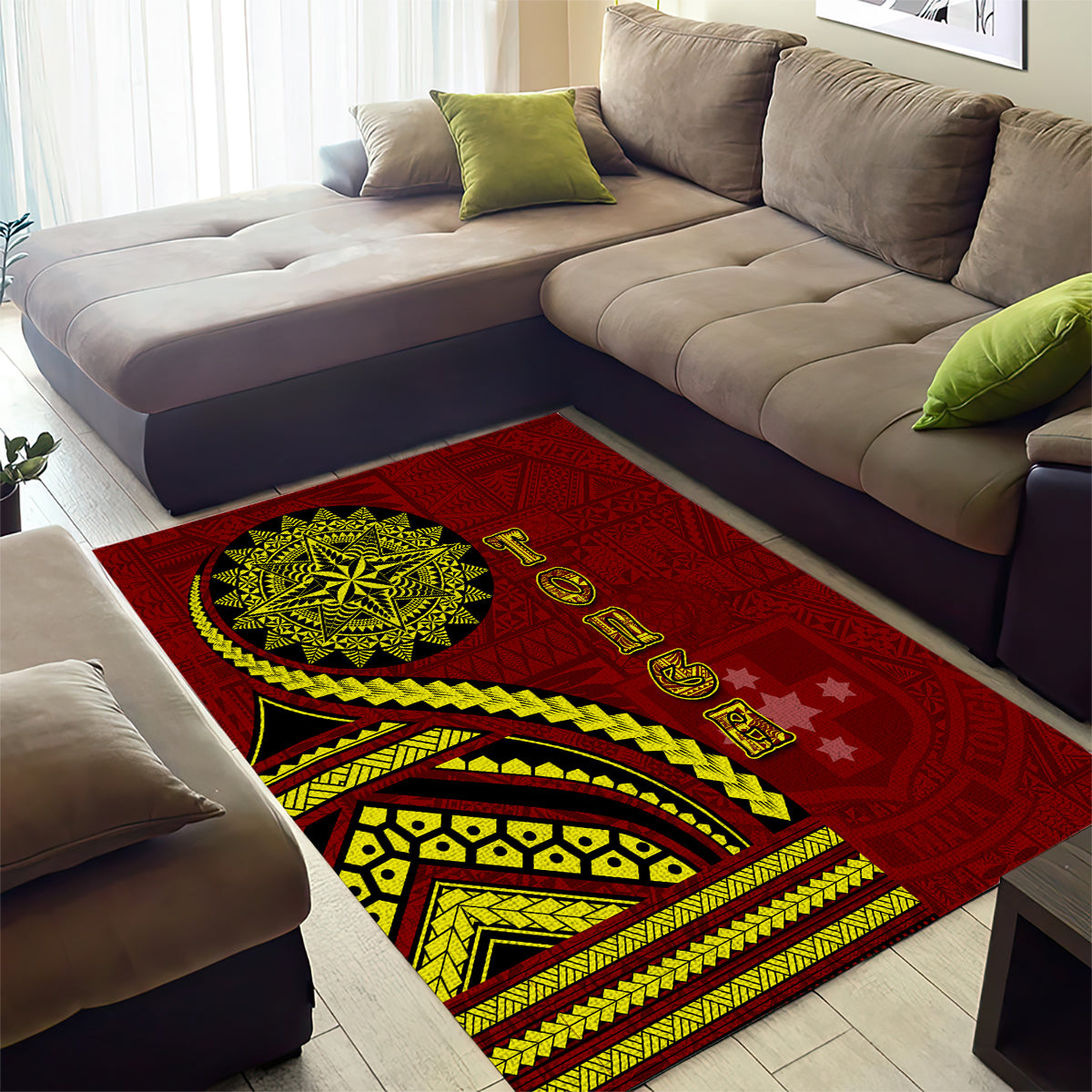 Kolisi Tonga Atele Area Rug Ngatu and Polynesian Pattern LT03 - Polynesian Pride