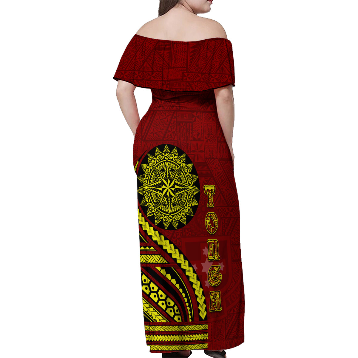 Kolisi Tonga Atele Family Matching Off Shoulder Maxi Dress and Hawaiian Shirt Ngatu and Polynesian Pattern LT03 - Polynesian Pride