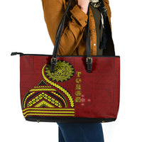 Kolisi Tonga Atele Leather Tote Bag Ngatu and Polynesian Pattern
