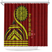 Kolisi Tonga Atele Shower Curtain Ngatu and Polynesian Pattern LT03 Red - Polynesian Pride