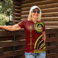 Kolisi Tonga Atele Women Polo Shirt Ngatu and Polynesian Pattern LT03 - Polynesian Pride