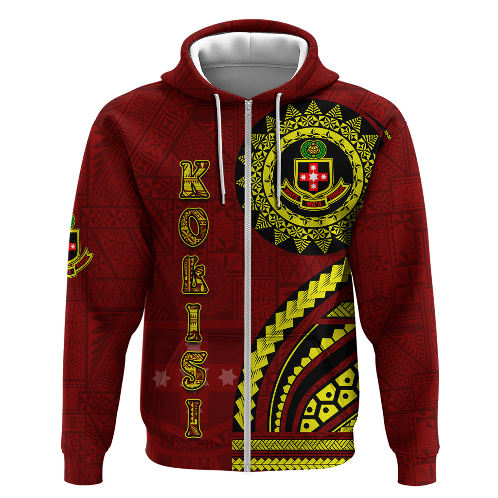 Kolisi Tonga Atele Zip Hoodie Ngatu and Polynesian Pattern LT03 Zip Hoodie Red - Polynesian Pride