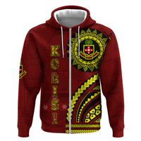 Kolisi Tonga Atele Zip Hoodie Ngatu and Polynesian Pattern LT03 Zip Hoodie Red - Polynesian Pride