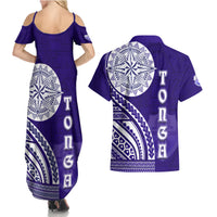 Tupou College Toloa Couples Matching Summer Maxi Dress and Hawaiian Shirt Ngatu and Polynesian Pattern