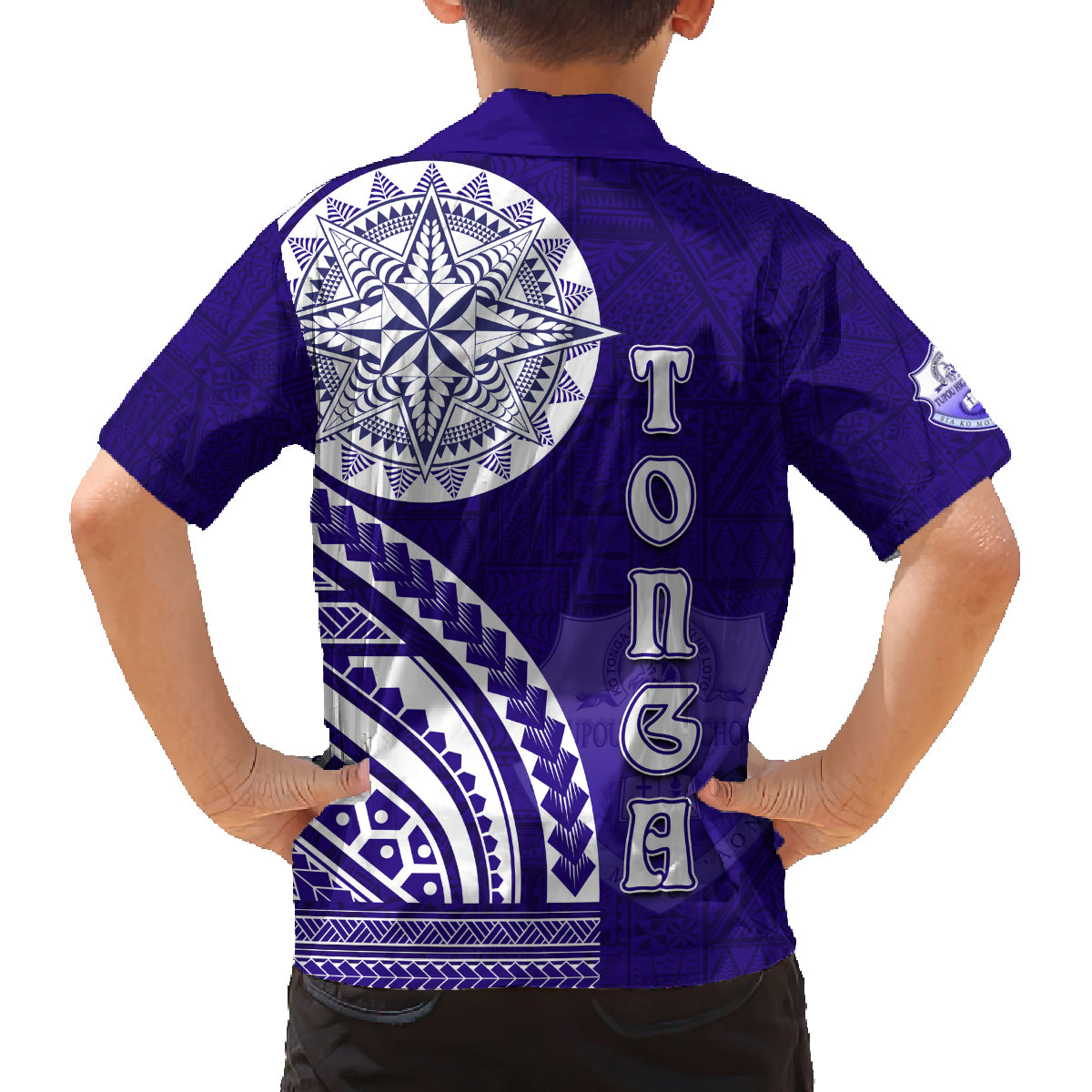 Tupou College Toloa Family Matching Off Shoulder Short Dress and Hawaiian Shirt Ngatu and Polynesian Pattern LT03 - Polynesian Pride