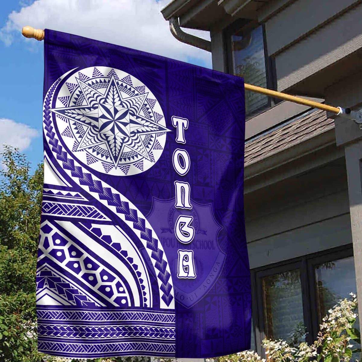 Tupou College Toloa Garden Flag Ngatu and Polynesian Pattern