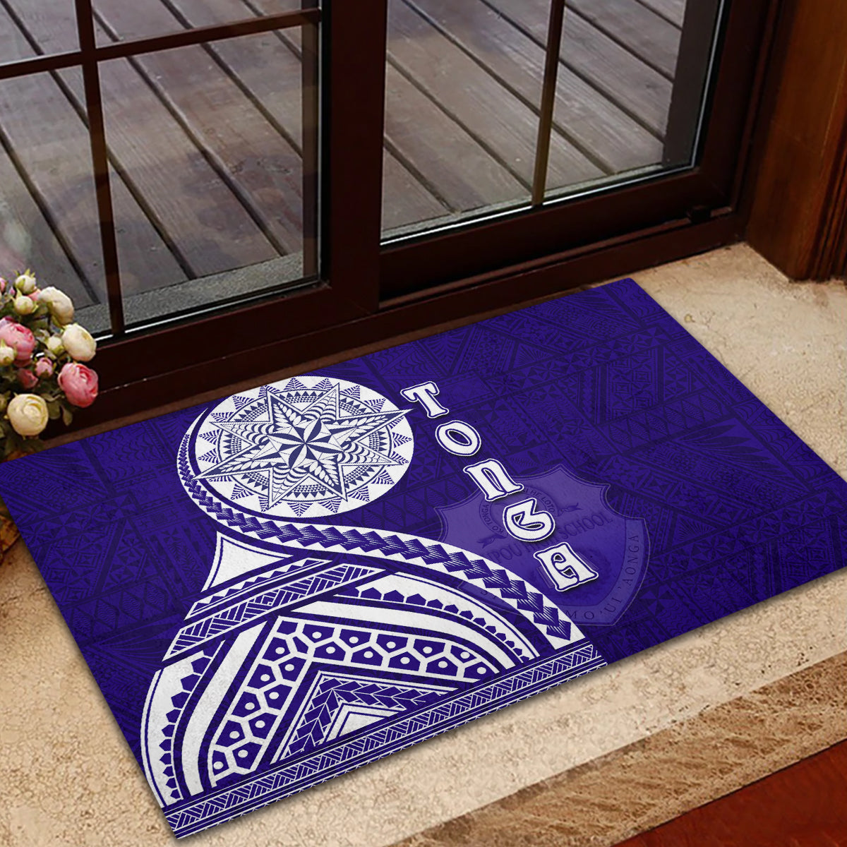Tupou College Toloa Rubber Doormat Ngatu and Polynesian Pattern