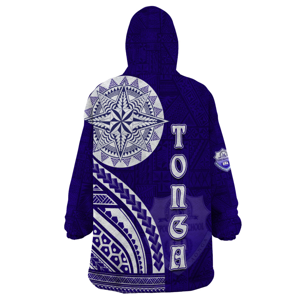 Tupou College Toloa Wearable Blanket Hoodie Ngatu and Polynesian Pattern