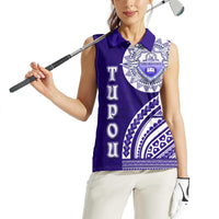 Tupou College Toloa Women Sleeveless Polo Shirt Ngatu and Polynesian Pattern