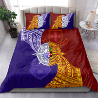 Kolisi Tonga Atele and Tupou College Toloa Bedding Set Ngatu and Polynesian Spiral Pattern