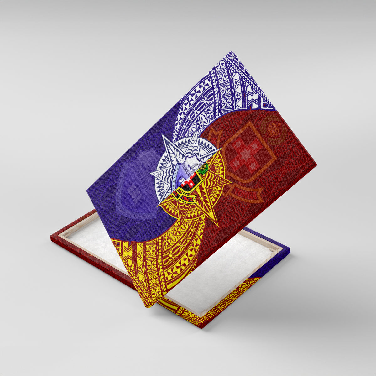 Kolisi Tonga Atele and Tupou College Toloa Canvas Wall Art Ngatu and Polynesian Spiral Pattern