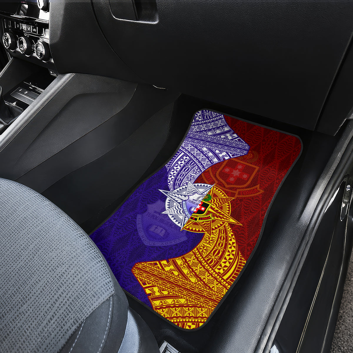 Kolisi Tonga Atele and Tupou College Toloa Car Mats Ngatu and Polynesian Spiral Pattern