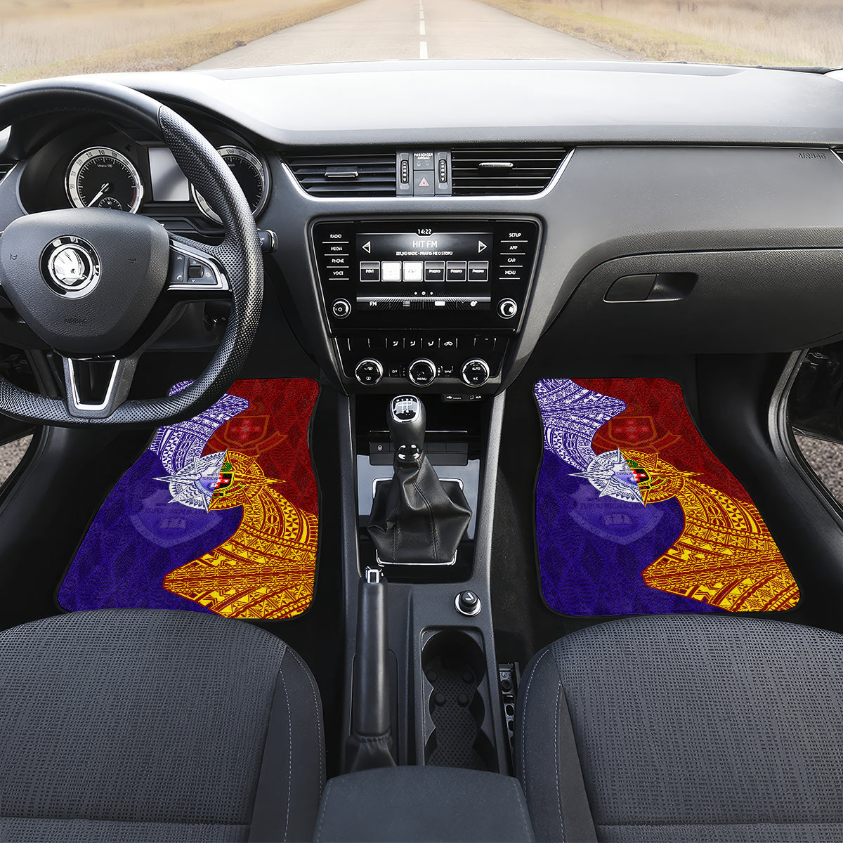 Kolisi Tonga Atele and Tupou College Toloa Car Mats Ngatu and Polynesian Spiral Pattern