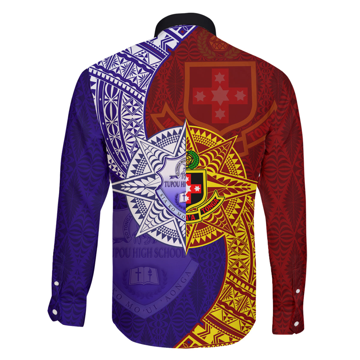 Kolisi Tonga Atele and Tupou College Toloa Family Matching Off The Shoulder Long Sleeve Dress and Hawaiian Shirt Ngatu and Polynesian Spiral Pattern LT03 - Polynesian Pride