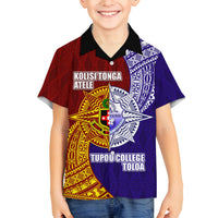 Kolisi Tonga Atele and Tupou College Toloa Family Matching Tank Maxi Dress and Hawaiian Shirt Ngatu and Polynesian Spiral Pattern LT03 Son's Shirt Red - Polynesian Pride