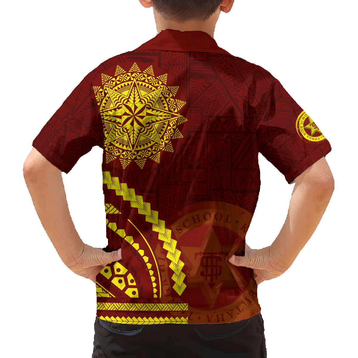 Tonga High School Family Matching Off Shoulder Short Dress and Hawaiian Shirt Ngatu and Polynesian Pattern LT03 - Polynesian Pride