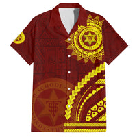 Tonga High School Family Matching Off Shoulder Short Dress and Hawaiian Shirt Ngatu and Polynesian Pattern LT03 Dad's Shirt - Short Sleeve Red - Polynesian Pride