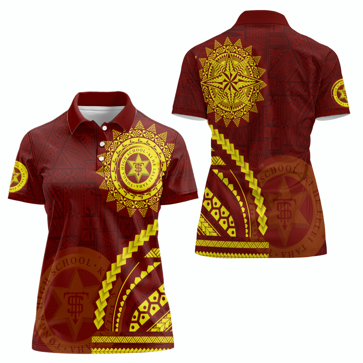 Tonga High School Women Polo Shirt Ngatu and Polynesian Pattern