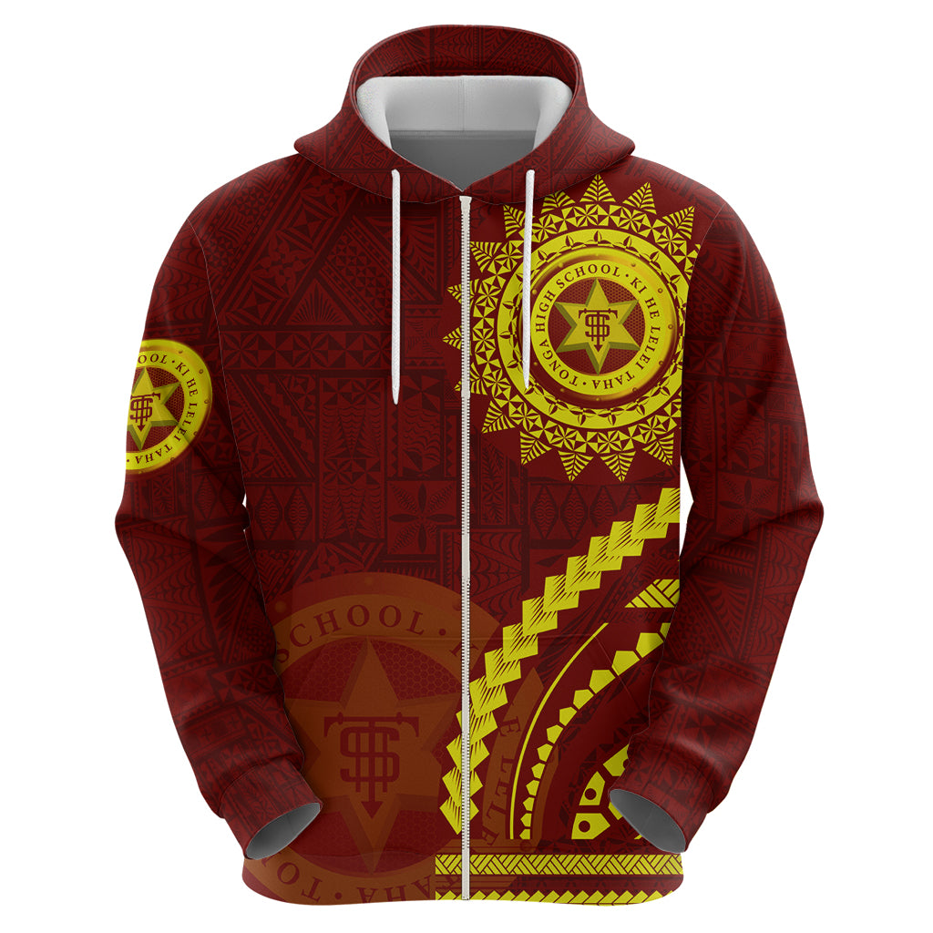 Tonga High School Zip Hoodie Ngatu and Polynesian Pattern