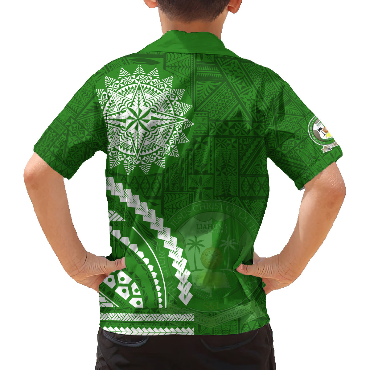 Liahona High School Family Matching Off Shoulder Short Dress and Hawaiian Shirt Ngatu and Polynesian Pattern LT03 - Polynesian Pride