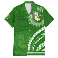 Liahona High School Family Matching Tank Maxi Dress and Hawaiian Shirt Ngatu and Polynesian Pattern LT03 Dad's Shirt - Short Sleeve Green - Polynesian Pride