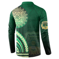 Saineha High School Button Sweatshirt Ngatu and Polynesian Pattern