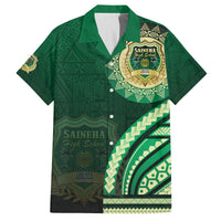 Saineha High School Family Matching Off Shoulder Short Dress and Hawaiian Shirt Ngatu and Polynesian Pattern LT03 Dad's Shirt - Short Sleeve Green - Polynesian Pride