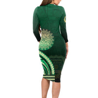 Saineha High School Long Sleeve Bodycon Dress Ngatu and Polynesian Pattern LT03 - Polynesian Pride