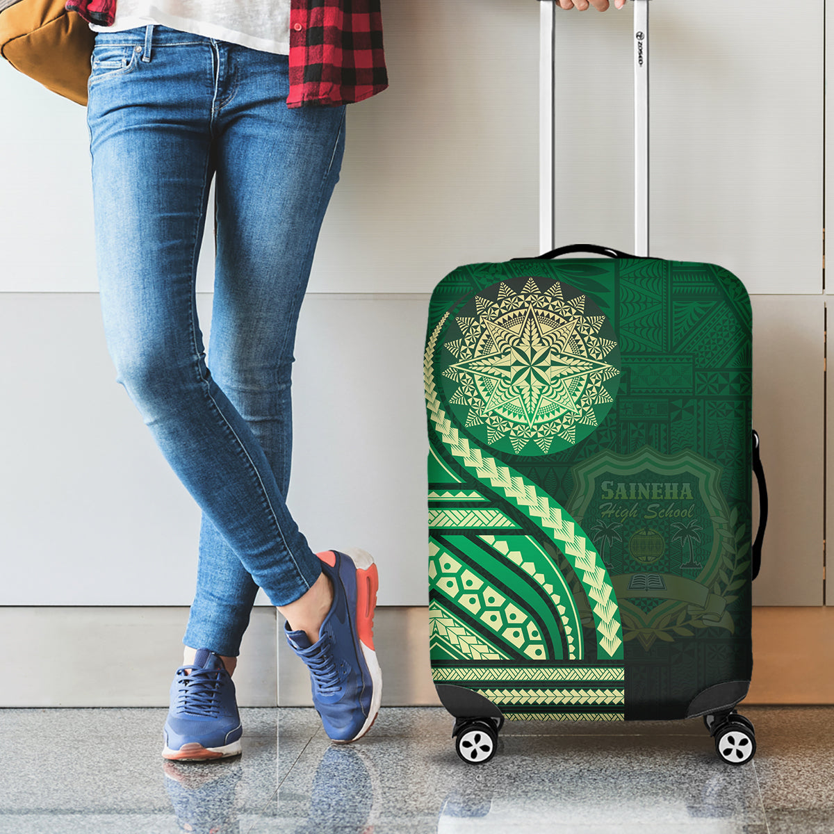 Saineha High School Luggage Cover Ngatu and Polynesian Pattern LT03 - Polynesian Pride