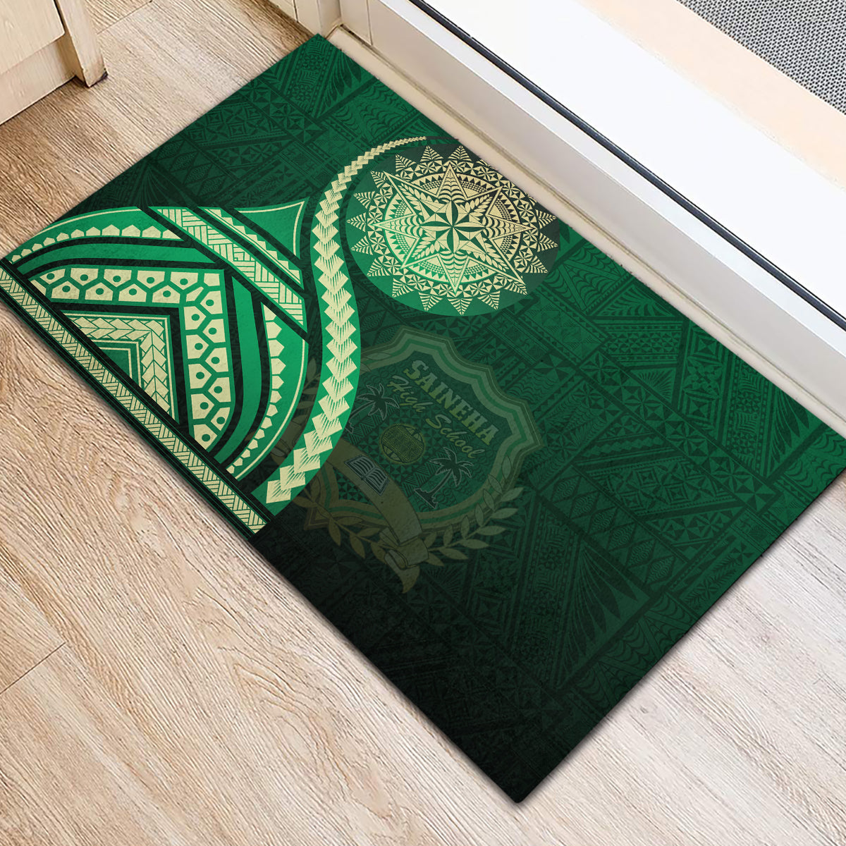 Saineha High School Rubber Doormat Ngatu and Polynesian Pattern