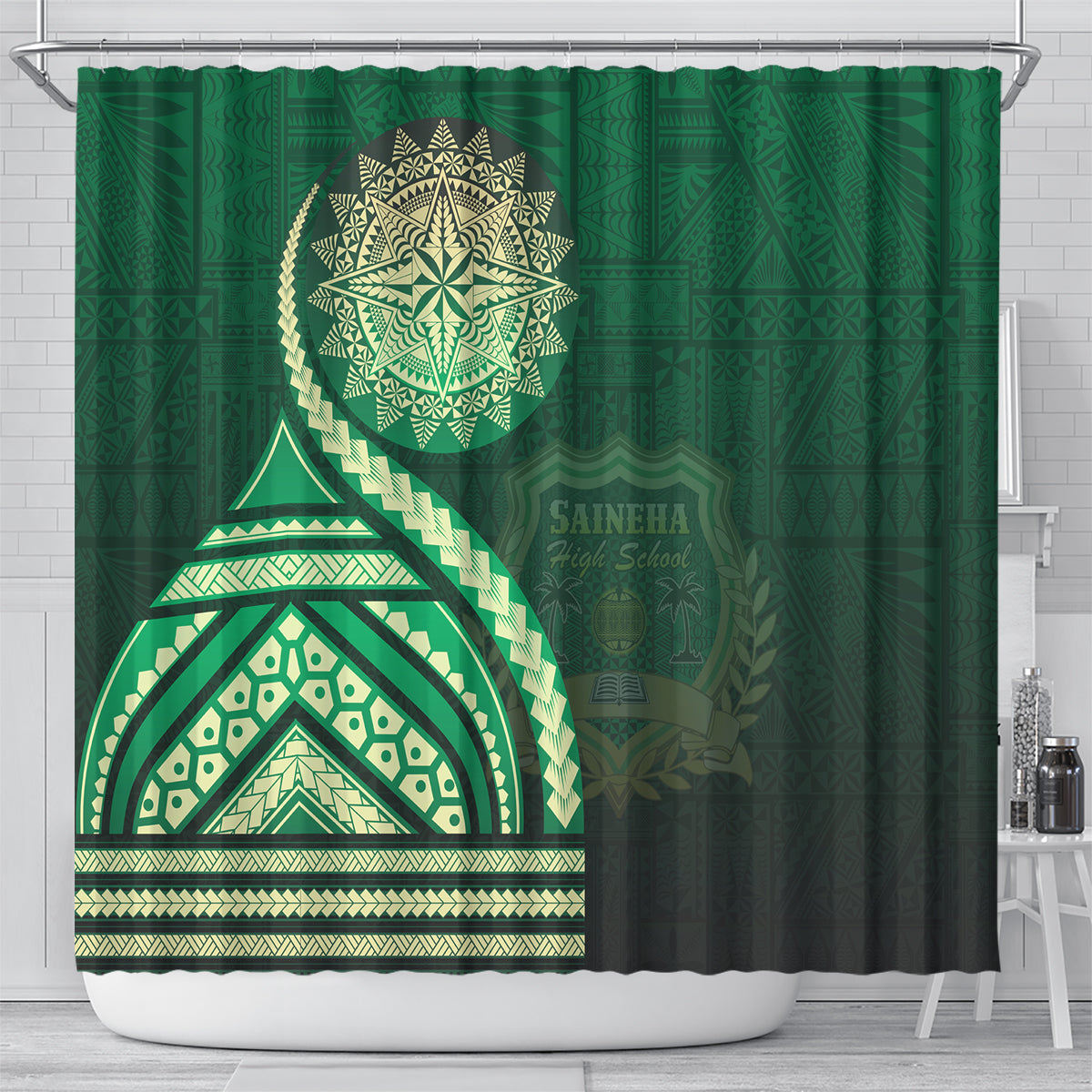 Saineha High School Shower Curtain Ngatu and Polynesian Pattern LT03 - Polynesian Pride
