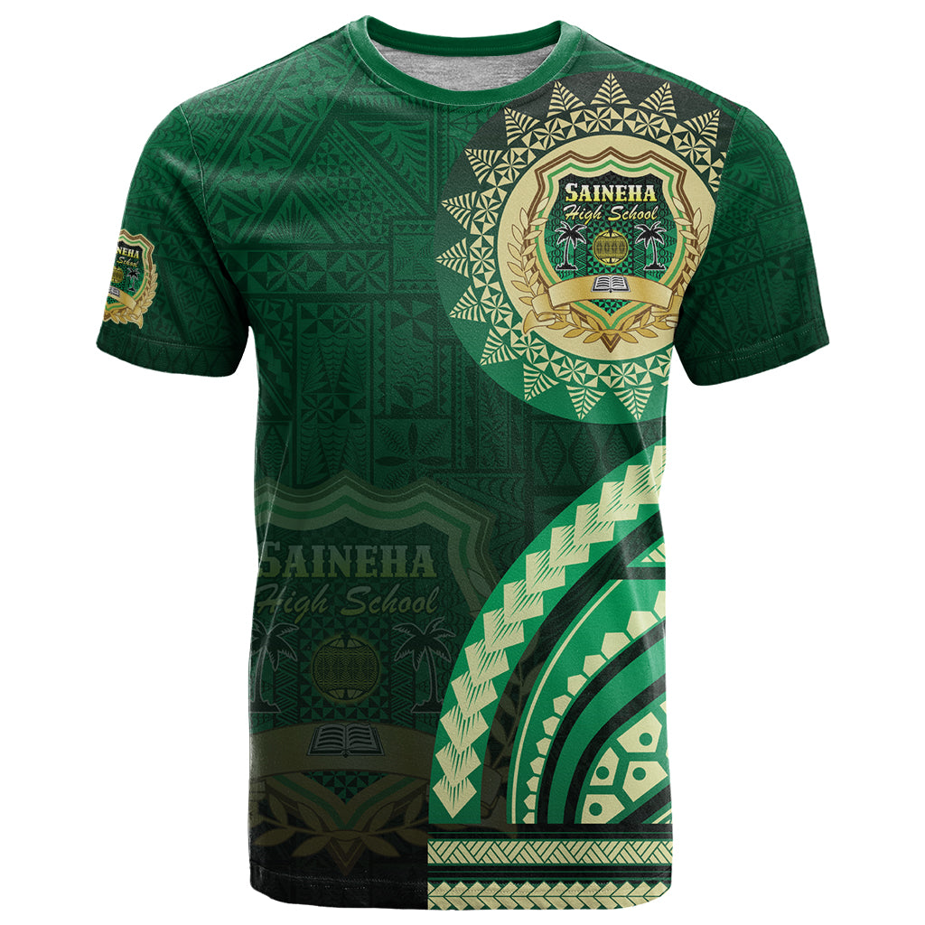 Saineha High School T Shirt Ngatu and Polynesian Pattern LT03 Green - Polynesian Pride