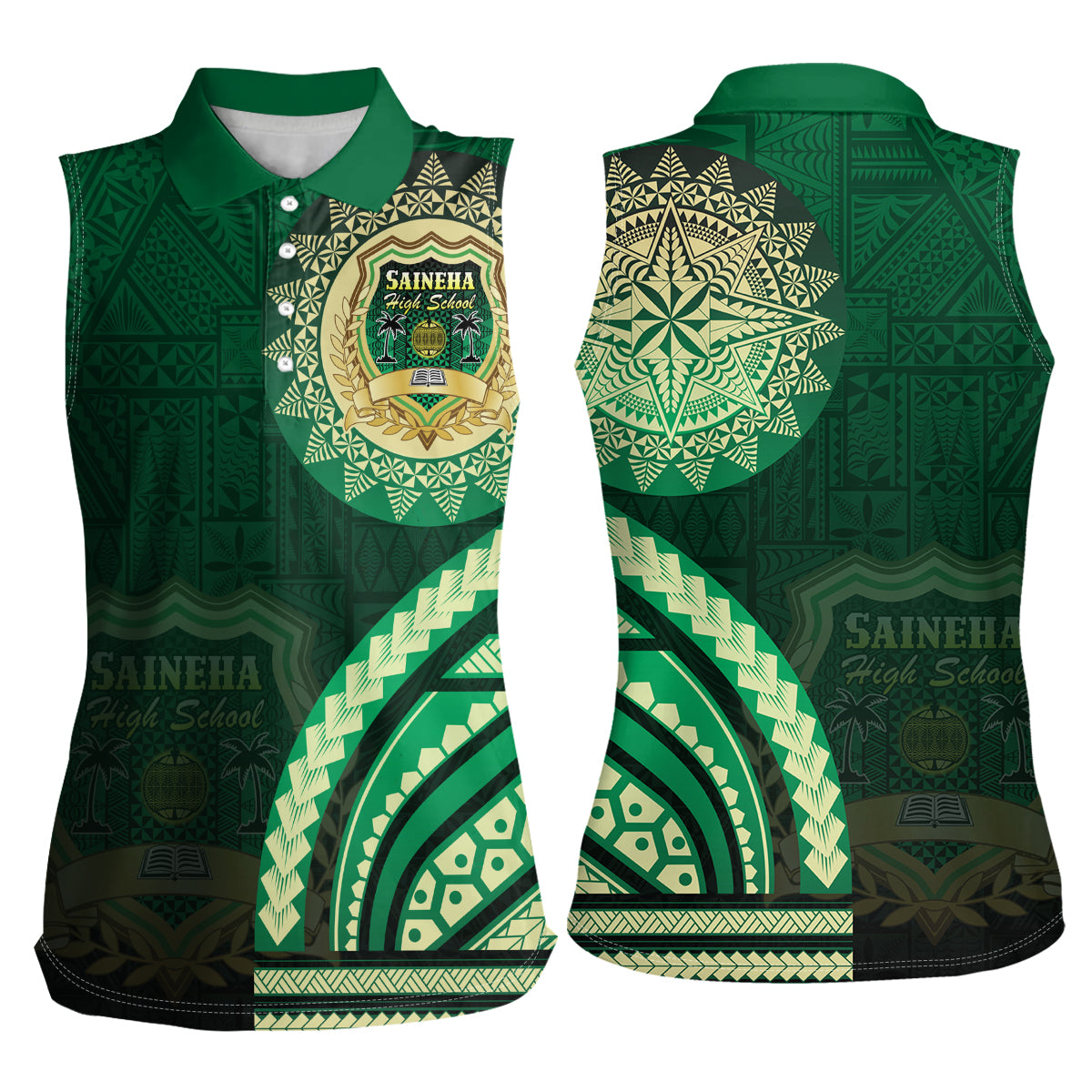Saineha High School Women Sleeveless Polo Shirt Ngatu and Polynesian Pattern LT03 - Polynesian Pride