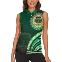 Saineha High School Women Sleeveless Polo Shirt Ngatu and Polynesian Pattern LT03 - Polynesian Pride