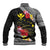 Aloha Hawaii Hibiscus and Plumeria Flowers Baseball Jacket Kanaka Maoli Tattoo Polynesian Pattern