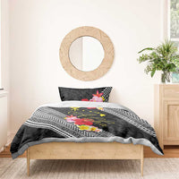 Aloha Hawaii Hibiscus and Plumeria Flowers Bedding Set Kanaka Maoli Tattoo Polynesian Pattern