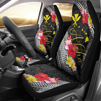 Aloha Hawaii Hibiscus and Plumeria Flowers Car Seat Cover Kanaka Maoli Tattoo Polynesian Pattern