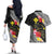 Aloha Hawaii Hibiscus and Plumeria Flowers Couples Matching Off The Shoulder Long Sleeve Dress and Hawaiian Shirt Kanaka Maoli Tattoo Polynesian Pattern