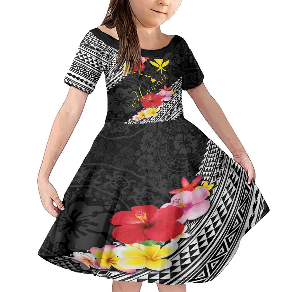 Aloha Hawaii Hibiscus and Plumeria Flowers Family Matching Mermaid Dress and Hawaiian Shirt Kanaka Maoli Tattoo Polynesian Pattern