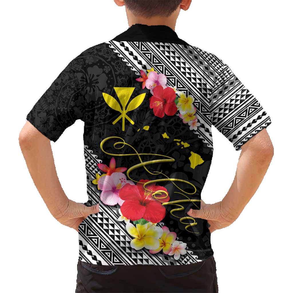 Aloha Hawaii Hibiscus and Plumeria Flowers Family Matching Tank Maxi Dress and Hawaiian Shirt Kanaka Maoli Tattoo Polynesian Pattern