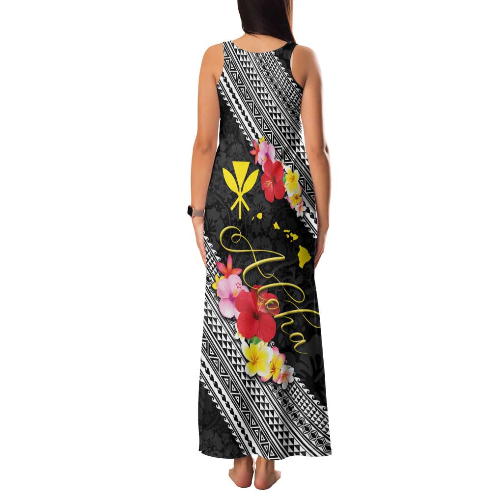Aloha Hawaii Hibiscus and Plumeria Flowers Family Matching Tank Maxi Dress and Hawaiian Shirt Kanaka Maoli Tattoo Polynesian Pattern