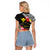 Aloha Hawaii Hibiscus and Plumeria Flowers Raglan Cropped T Shirt Kanaka Maoli Tattoo Polynesian Pattern
