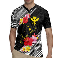 Aloha Hawaii Hibiscus and Plumeria Flowers Rugby Jersey Kanaka Maoli Tattoo Polynesian Pattern