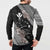 Aloha Hawaii Hibiscus and Plumeria Flowers Button Sweatshirt Kanaka Maoli Tattoo Polynesian Pattern Gray Color
