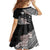 Aloha Hawaii Hibiscus and Plumeria Flowers Family Matching Tank Maxi Dress and Hawaiian Shirt Kanaka Maoli Tattoo Polynesian Pattern Gray Color