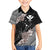 Aloha Hawaii Hibiscus and Plumeria Flowers Kid Hawaiian Shirt Kanaka Maoli Tattoo Polynesian Pattern Gray Color