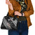 Aloha Hawaii Hibiscus and Plumeria Flowers Shoulder Handbag Kanaka Maoli Tattoo Polynesian Pattern Gray Color